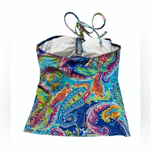 Lauren Ralph Lauren Paisley Halter Tankini Top - Picture 2 of 4